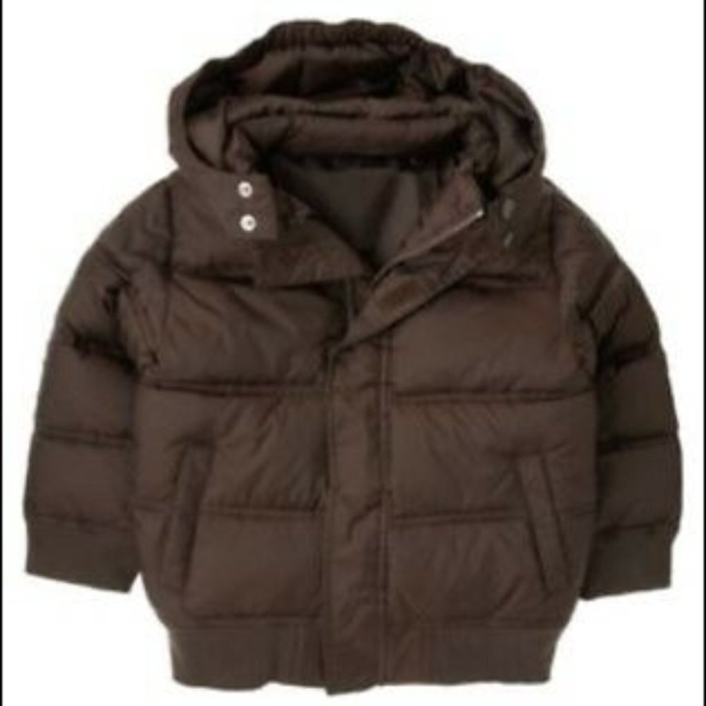 GYMBOREE ALPINE PATROL BROWN HOODED PUFFER JACKET boys size Small (5-6)